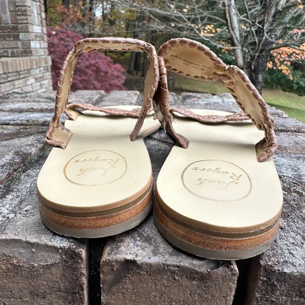 Jack Rogers Brown Leather Medallion 2 Strap Sandals, Size: 9 - Picture 5 of 7